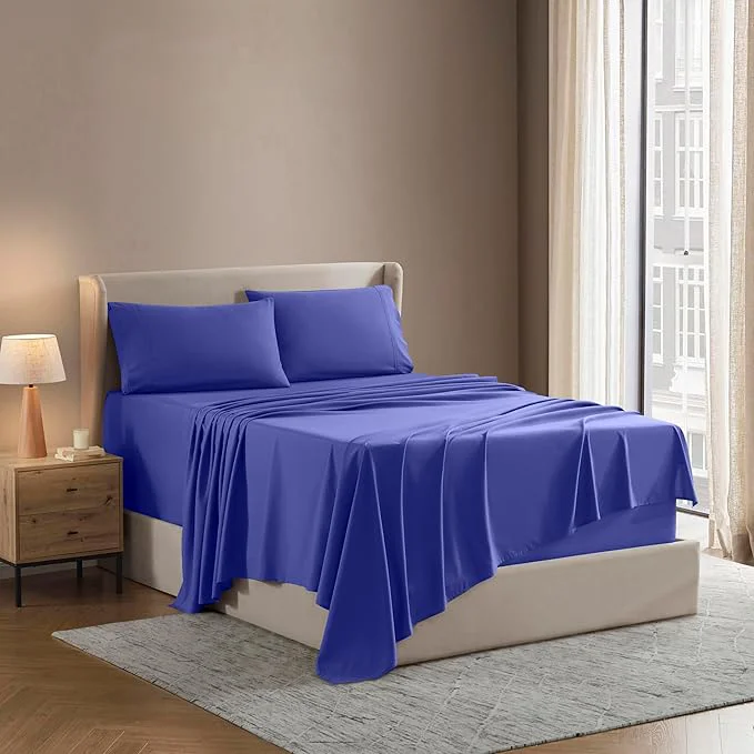 Original Nestl Queen Sheet Set - Luxury 1800 Ultra-Soft Microfiber Bed Sheets - Double Brushed - Deep Pockets - Easy Fit - 4 Piece Set - Bedding Sheets amp Pillowcases Queen Royal Blue Elite