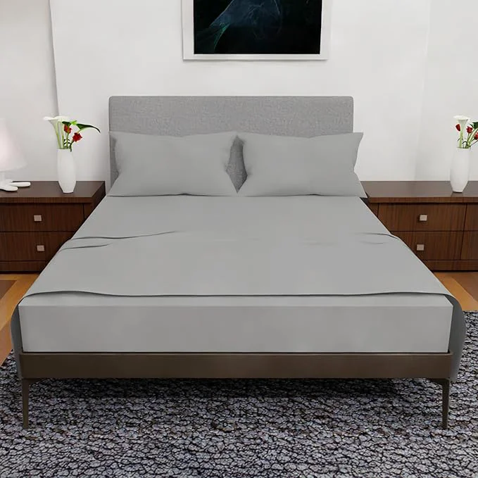 Eco-Friendly Queen Sheet Set - 4 Piece Bedding - Double Brushed Sheets Deep Pocket Cooling Queen Sheets Queen Silver User-Friendly