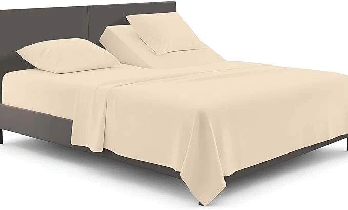 Fast SGI bedding Adjustable Split Head Flex Top Cal King 28 quot Microfiber Sheet Set – Ultra Soft Cooling amp Deep Pocket 15 Fitted 4-Piece Breathable amp Durable Bedding Set for Split Cal King Beds -Beige Lightweight