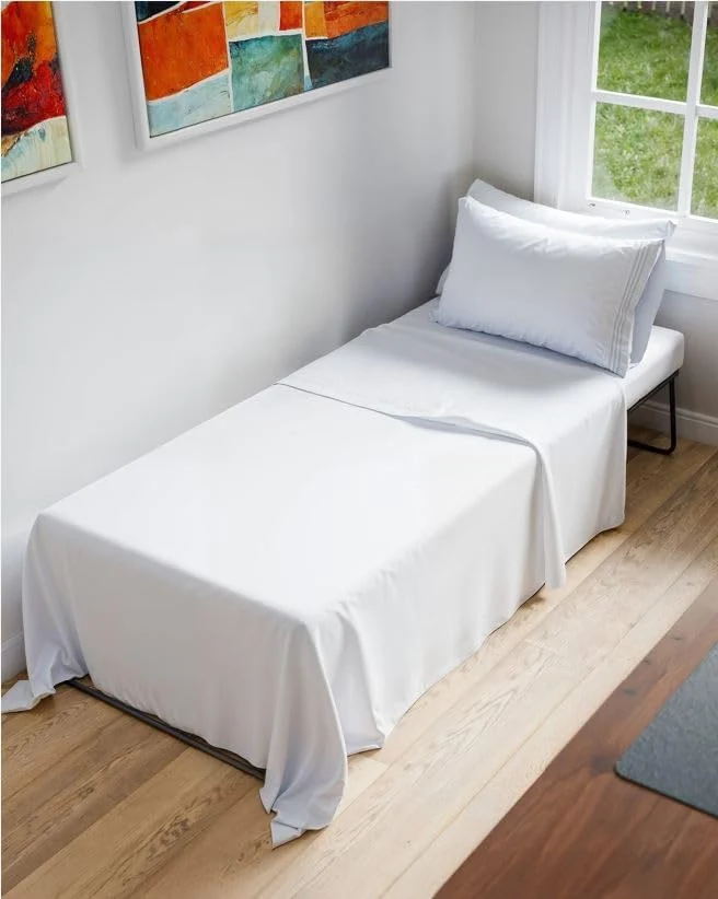 Verified Cot Sheet Set 25 x 75 – Easy-Fit Cot Size Mattress Sheets – I for Narrow Twin Camper Bunk R Twin Bunks Day Care and Camping Cots - Cot Size Fitted Sheet fits 6 to 10 Mattresses – White Reusable