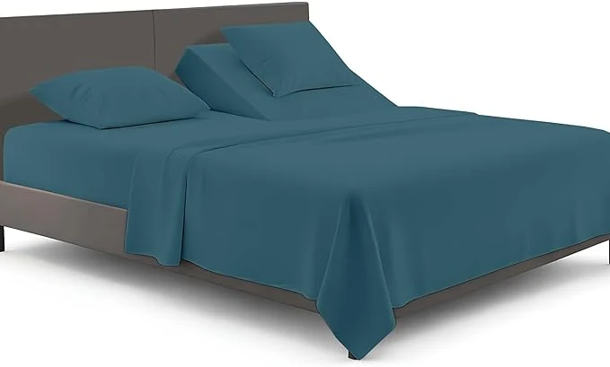 Specialty SGI bedding Adjustable Split Head Flex Top King 32 quot Microfiber Sheet Set – Ultra Soft Cooling amp Deep Pocket 15 Fitted 4-Piece Breathable amp Durable Bedding Set for Split King Beds -Teal Consistent