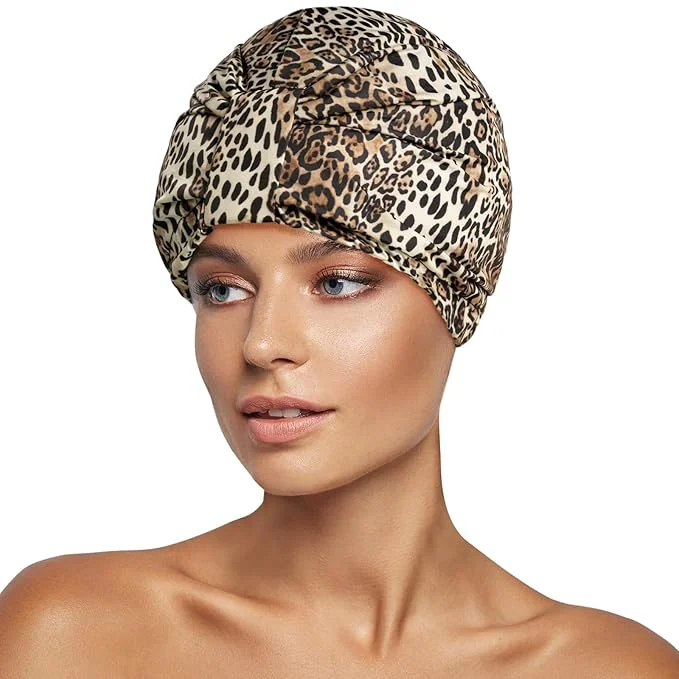 Carefully Designed INNELO Luxury Shower Cap for Women Reusable Waterproof Double Layered Shower Clean