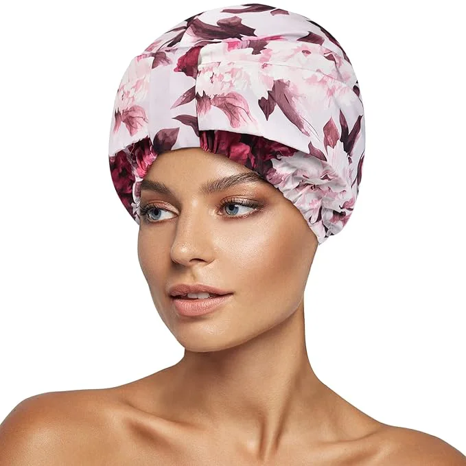Soft INNELO Luxury Shower Cap for Women Reusable Waterproof Double Layered Shower Reliable