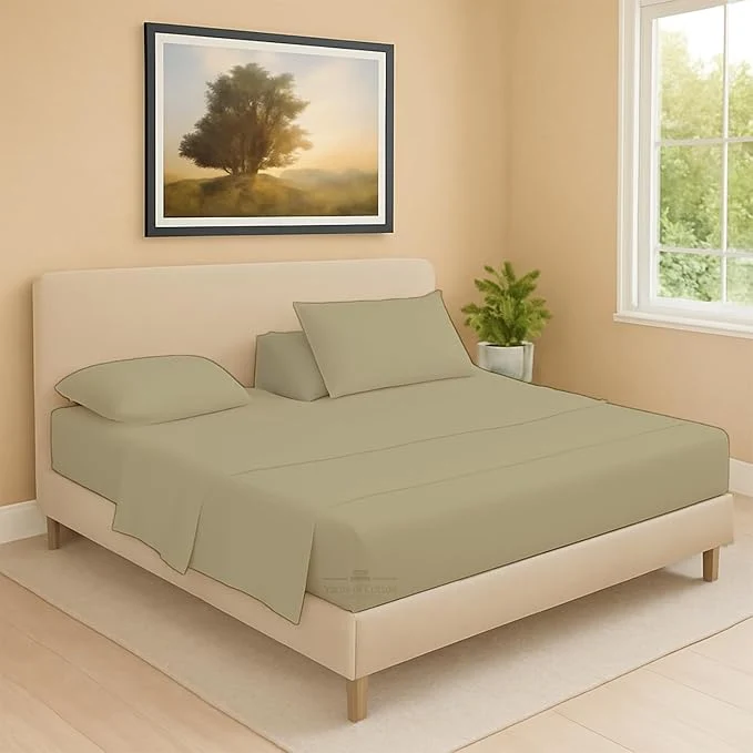 User-Friendly Split Head Flex 1 Qty Fitted Sheet for Adjustable Bed Cal King 32 quot Split Down from The Top Egyptian Cotton 600 Thread Count 18 quot Deep Pocket Super Soft Wrinkle Beige Original