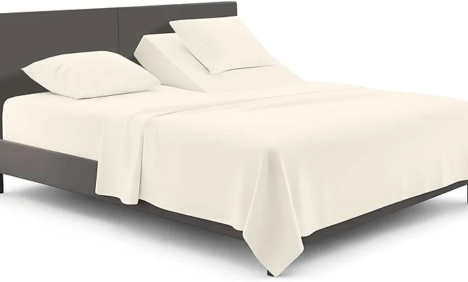 Original Design SGI bedding Adjustable Split Head Flex Top Cal King 34 quot Microfiber Sheet Set Ultra Soft Cooling amp Deep Pocket 15 Fitted 4-Piece Breathable amp Durable Bedding Set for Split Cal King Beds -Butter Efficient