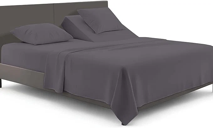 Elite SGI bedding Adjustable Split Head Flex Top King 34 quot Microfiber Sheet Set – Ultra Soft Cooling amp Deep Pocket 15 Fitted 4-Piece Breathable amp Durable Bedding Set for Split King Beds -Dark Gray Green