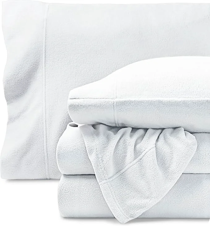 Sophisticated Bare Home Super Soft Fleece Sheet Set - Cal King Size - Extra Plush Polar Fleece No-Pilling Bed Sheets - All Season Cozy Warmth California King White Verified