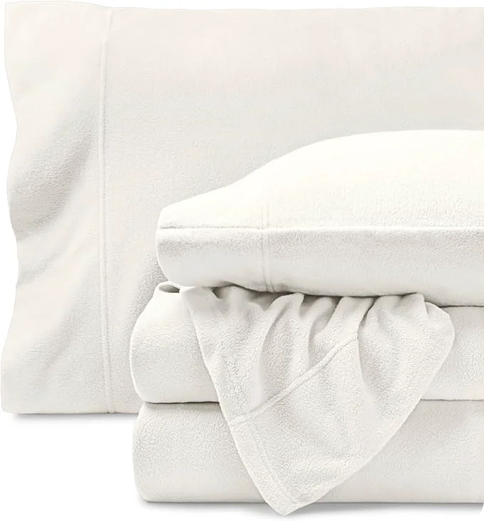 Elite Bare Home Super Soft Fleece Sheet Set - Twin Size - Extra Plush Polar Fleece No-Pilling Bed Sheets - All Season Cozy Warmth Twin Cream Official