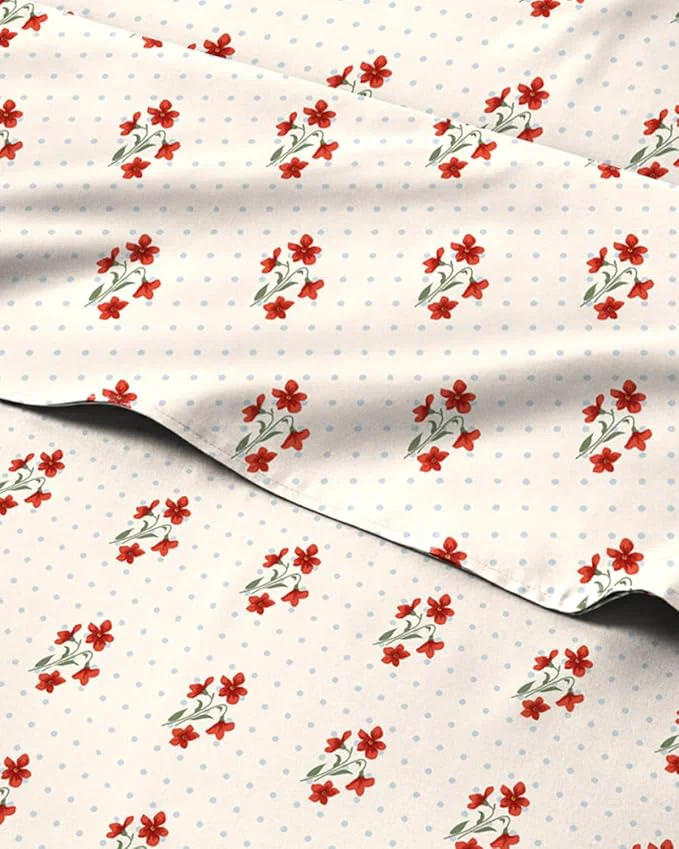 Secure Floral Sheets - Flower Print Bed Sheet Set - 1 Flat 1 Fitted amp 2 Pillowcases w Deep Pockets - Comfy Wrinkle amp Fade - Boho Botanical Bedding - Soft Breathable and Cooling - Cal King Size Set Sophisticated