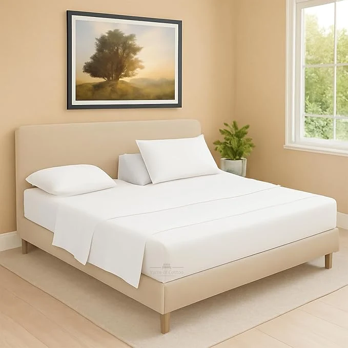 Artisan Split Head Flex 2 Qty Fitted Sheet for Adjustable Bed Queen 39 quot Split Down from The Top Egyptian Cotton 600 Thread Count 18 quot Deep Pocket Super Soft Wrinkle White Environmentally Friendly