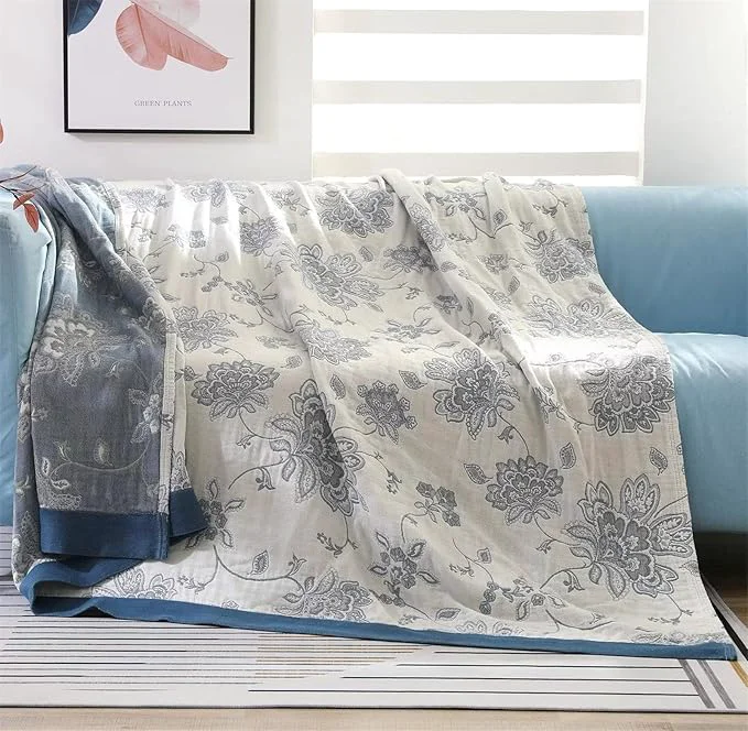 Lightweight MSGKV Spring Throw Blanket Cotton 60 39 39 x 80 39 39 Versatile Woven Soft Decorative Blankets for Chair Bed Sofa Couch Bedroom Living Room Safe