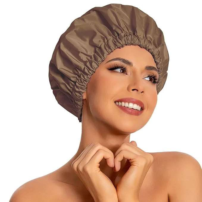 Durable Reusable Shower Cap for Women Large Waterproof Shower Bonnet Healthy
