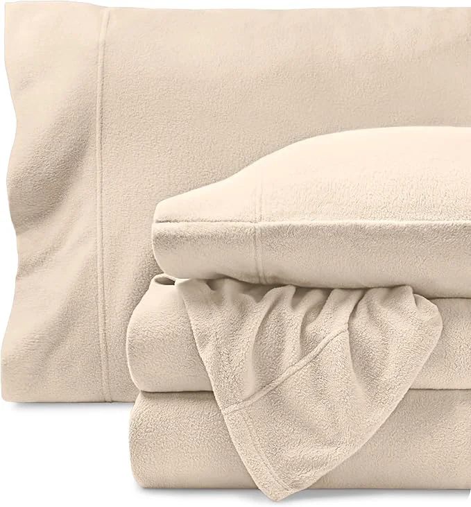 Sophisticated Bare Home Super Soft Fleece Sheet Set - Twin Extra Long Size - Extra Plush Polar Fleece No-Pilling Bed Sheets - All Season Cozy Warmth Twin XL Sand Practical