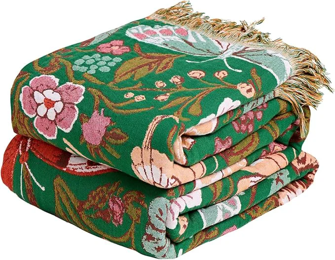 Consistent MSGKV Boho Throw Blanket for Bed 60 quot x80 quot Butterfly Floral Cotton Couch Blanket Spring Breathable Lightweight Farmhouse Twin Size Blankets for Sofa Home Decor Muslin All Seasons Carefully Designed
