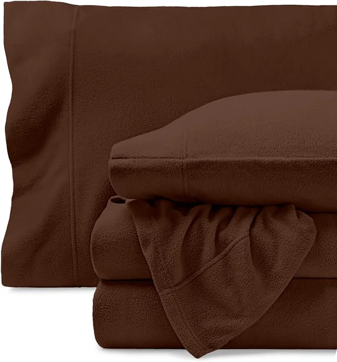 Exceptional Bare Home Super Soft Fleece Sheet Set - King Size - Extra Plush Polar Fleece No-Pilling Bed Sheets - All Season Cozy Warmth King Cocoa Long-Lasting