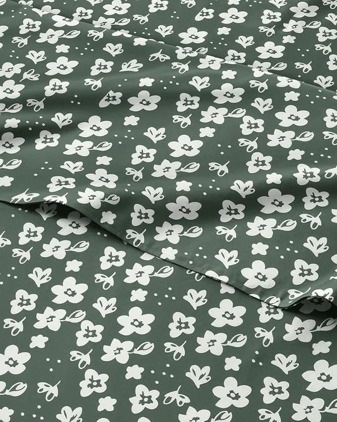 Outstanding Floral Sheets - Green Floral Bed Sheet Set - 1 Flat 1 Fitted amp 2 Pillowcases w Deep Pockets - Comfy Wrinkle amp Fade - Boho Botanical Bedding - Ultra-Soft Breathable amp Cooling - King Size Set Smart