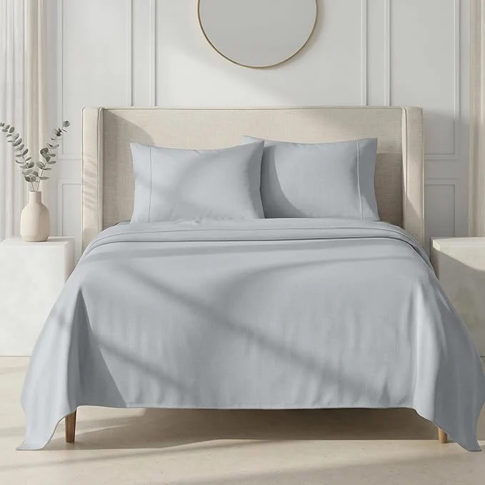 Environmentally Friendly California Design Den Thick and Natural Queen Sheet Set Cotton - 1000 Thread Count Sateen Durable Bed Sheets Queen Set - Light Grey Trendy