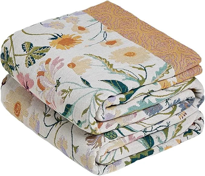 High-Quality MSGKV The Boho Layer 50 quot x60 quot Cotton Throw Blanket – Lightweight amp Reversible Maximalist Colorful Decorative Accent for Couch Snuggles Bed Layers amp Road Trips Stylish