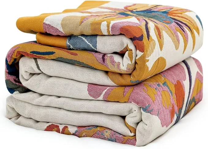 Fast MSGKV Boho Throw Blanket 60 39 39 x80 39 39 Cotton Blanket for Couch Bed Spring Breathable Quilt Farmhouse Home Decor Soft Lightweight Picnic Blankets Modern