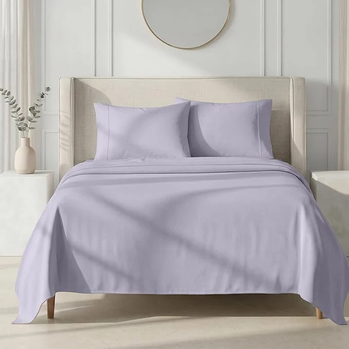 Trusted California Design Den Luxury Queen Sheet Set - 1000 Thread Count Sateen Thick and Natural Cotton Sheets Queen Size Deep Pockets Durable Bedding - Lavender Grey Trendy