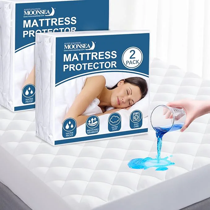 Fashionable Twin XL Mattress Protector Pad 2 Pack Quilted Waterproof Absorbent Twin Extra Long Mattress Topper Cover for College Dorm Deep Pocket Stretches up to 16 Inch Carefully Designed