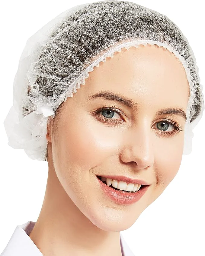 Smart ProtectX 100-Pack White Disposable Hair Nets Elastic Head Cover Bouffant Caps Premium