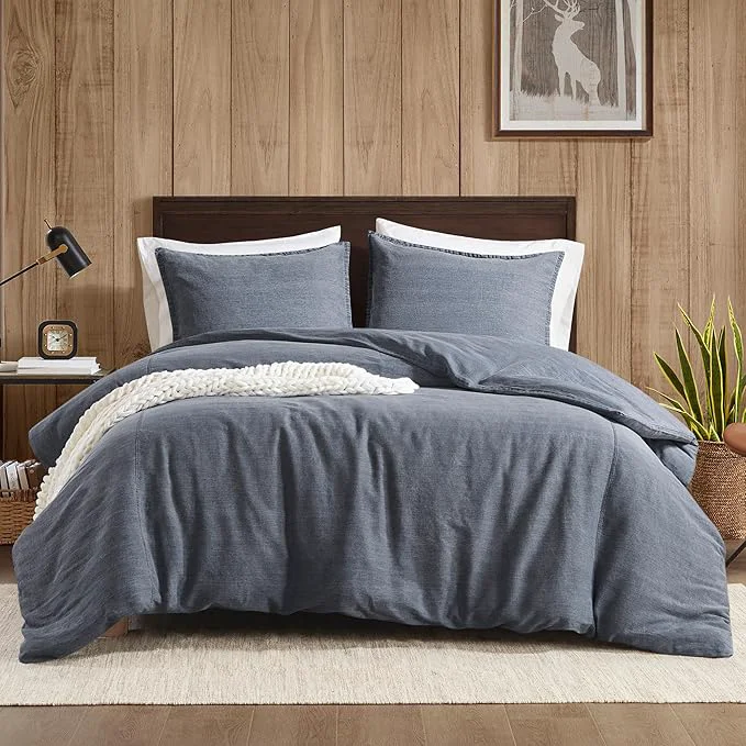 Powerful Woolrich King Duvet Cover Set Cotton Stone Washed Oversized Duvet Cover for King Size Bed All Season Soft King Size Bedding Cover McKenzie King Cal King Blue 3 Piece Original