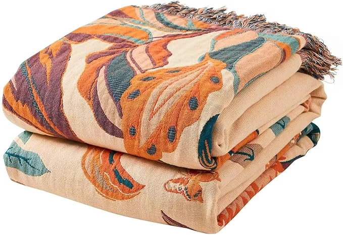 First-Class Boho Throw Blanket for Bed Cotton Soft Rustic Quilt Fall Blanket 60 quot x80 quot Floral Printed Farmhouse Decor Bed Blankets All Season Rustic Reversible Bohemian Throw Quilt High-End