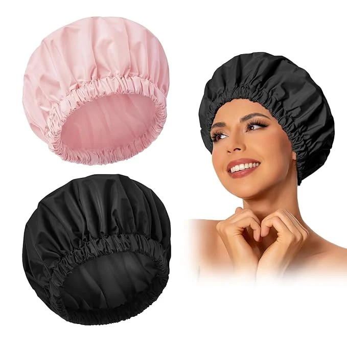 Smooth Reusable Shower Cap for Women Large Waterproof Shower Bonnet Lightweight