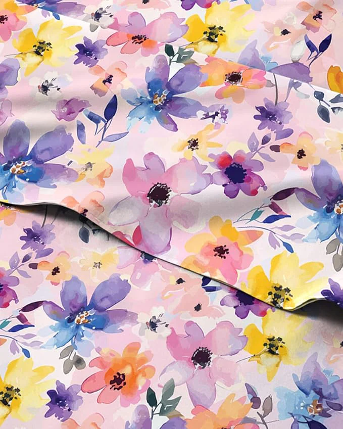 Minimalist Floral Sheets - Pink Flower Bed Sheet Set - 1 Flat 1 Fitted amp 2 Pillowcases w Deep Pockets - Comfy Cozy Wrinkle amp Fade - Boho Botanical Bedding - Soft Breathable and Cooling - King Size Set Solid