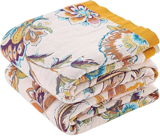 High-Quality Boho Throw Blanket for Bed Cotton Soft Rustic Quilt Fall Blanket 80 quot x90 quot Floral Printed Farmhouse Decor Bed Blankets All Season Rustic Reversible Bohemian Throw Quilt Elite