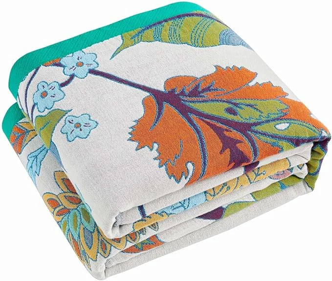 Stylish Summer Throw Blanket 50 quot x60 quot Reversible Bohemian Flower Blanket Cotton Muslin Breathable Woven Farmhouse Decorative Throw Blanket Responsible
