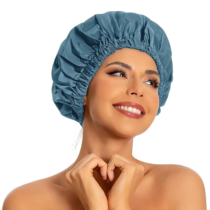 Easy-to-Use Reusable Shower Cap for Women Large Waterproof Shower Bonnet Responsible