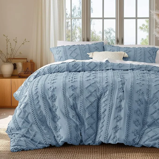 Unique Bedsure Boho Duvet Cover King Size Soft amp Comfortable Elegant Design Boho Bedding for Decoration Machine Washable Comforter Cover for All Seasons Includes 1 Duvet Cover amp 2 Pillow Shams Dusty Blue Flexible