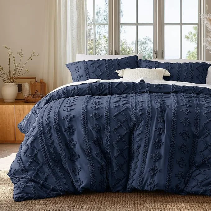 Authentic Bedsure Boho Duvet Cover Queen Size Soft amp Comfortable Elegant Design Boho Bedding for Decoration Machine Washable Comforter Cover for All Seasons Includes 1 Duvet Cover amp 2 Pillow Shams Navy Luxury