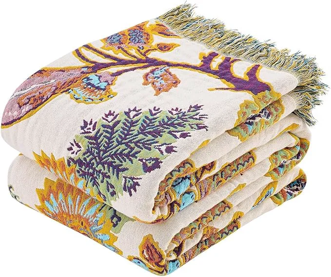 Carefully Designed Boho Throw Blanket for Bed Cotton Soft Rustic Quilt Fall Blanket 80 quot x90 quot Floral Printed Farmhouse Decor Bed Blankets All Season Rustic Reversible Bohemian Throw Quilt Exclusive