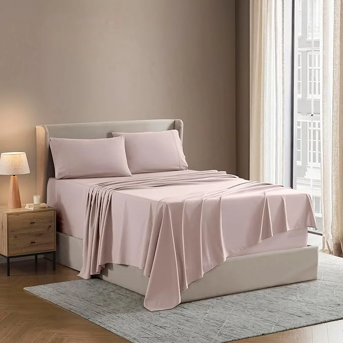 Practical Nestl California King Sheet Set - 1800 Ultra-Soft Microfiber Cal King Bed Sheets - Double Brushed - Deep Pockets - Easy Fit - 4 Piece Set - Bed Sheets California King Peach Beige Quality