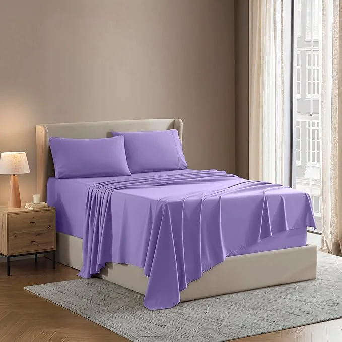 Refined Nestl Full XL Sheet Set - Luxury 1800 Ultra-Soft Microfiber Full Extra Long Bed Sheets - Double Brushed - Deep Pockets - Easy Fit - 4 Piece Set - Bedding Sheets amp Pillowcases Full XL Lavender Fashionable