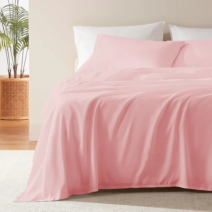 Versatile SLEEP ZONE Nanotex Super Soft Cooling Full Size Bed Sheets Set 4 Piece - Easy Care Fitted Flat Sheet amp Pillowcase Sets - Wrinkle Fade Resistant Deep Pocket 16 quot Ballet Pink Full Authentic