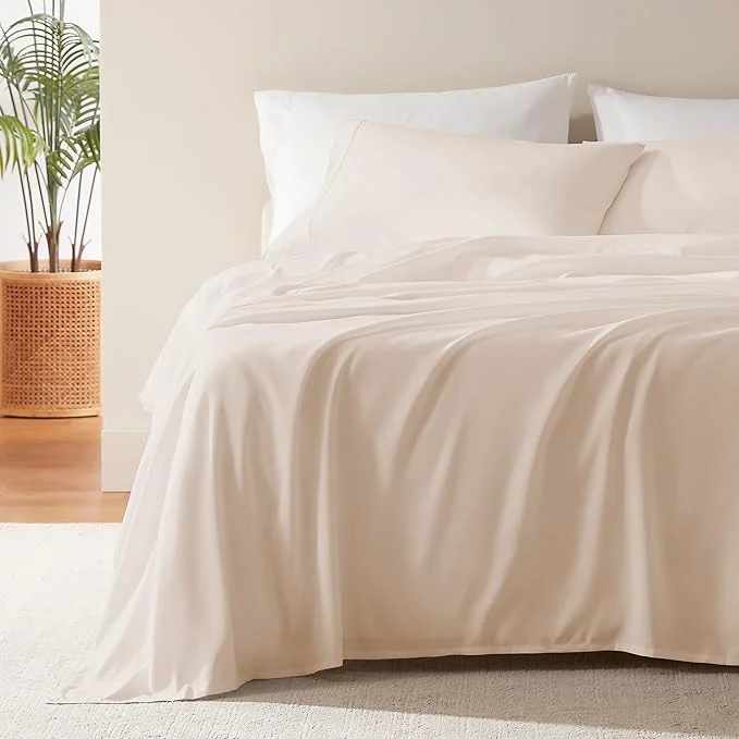 Green SLEEP ZONE Nanotex Super Soft Cooling Full Size Bed Sheets Set 4 Piece - Easy Care Fitted Flat Sheet amp Pillowcase Sets - Wrinkle Fade Resistant Deep Pocket 16 quot Beige Full Fashionable