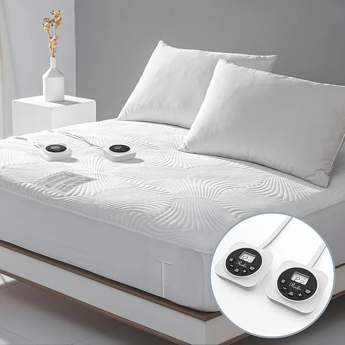 High-End Queen Size Electric Heated Mattress Pad - Bed Warmer with Memory amp Preheat Functions 12 Heat Settings Dual Control for 1-12 Hours Auto Off Lighted Button Quality