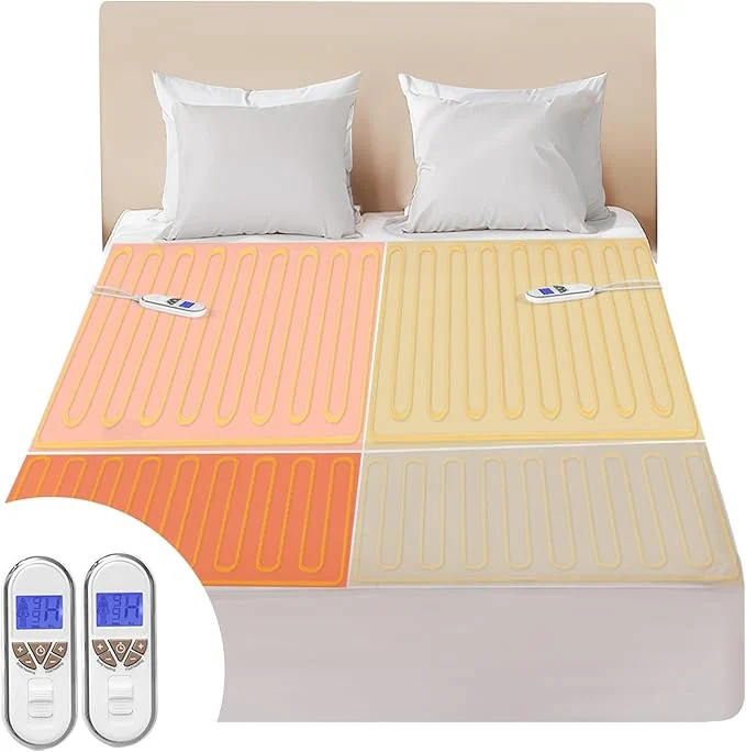Selected Bwarm Premium Multi-Zone Heated Mattress Pad Cal King Dual Control 72 quot x 84 quot 9 Heat Settings 1-12 Hours Auto Off Individual Body amp Feet Settings Removable Comfort Layer Machine Washable Detailed