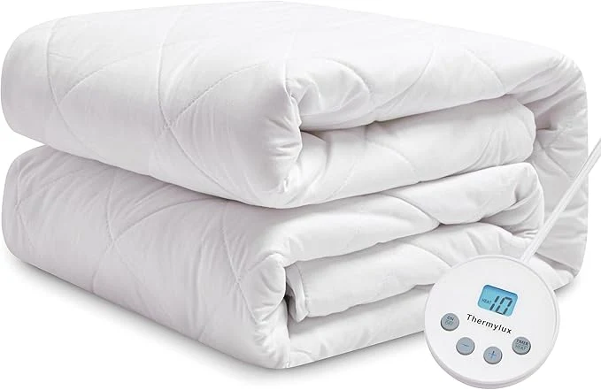 Fast Electric Mattress Pad Twin Size Quilted Wave 10 Heat Settings with 12 Hour Auto Off Deep Pocket Fits up to 15 quot Microfiber Bed Warmer ETL Machine Washable 39 quot x75 quot Responsible