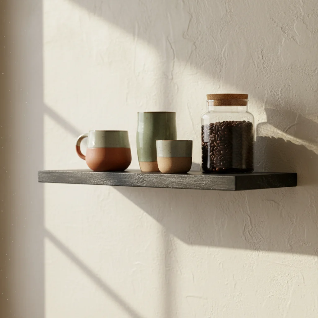 Clean Black floating wall shelf Reliable