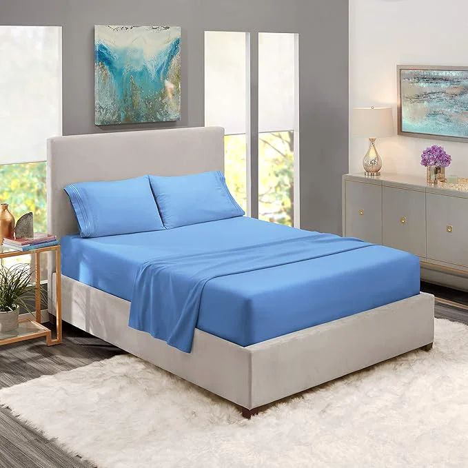 High-End Nestl Full Sheet Set - Luxury 1800 Ultra-Soft Microfiber Full Bed Sheets - Double Brushed - Deep Pockets - Easy Fit - 4 Piece Set - Bedding Sheets amp Pillowcases Full Calm Blue Dependable