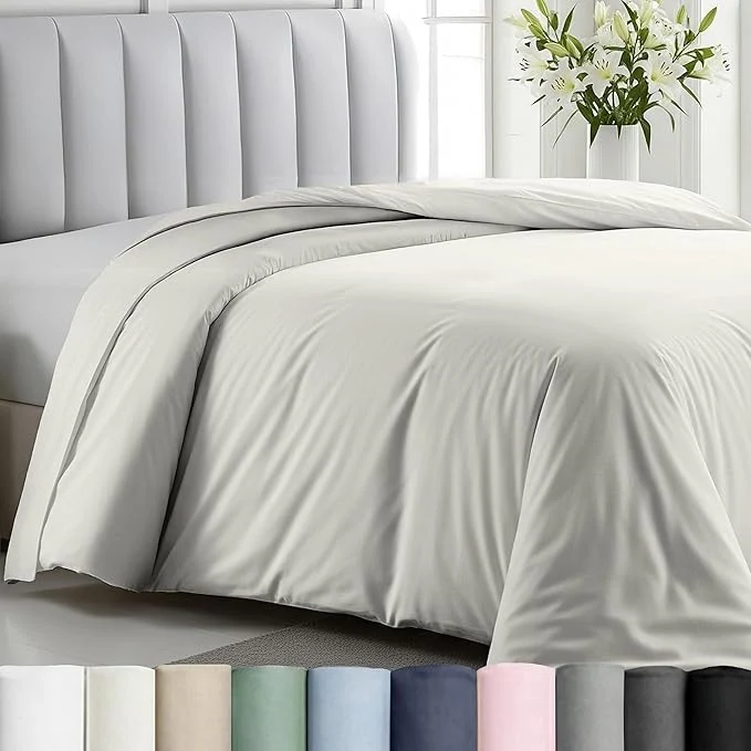Natural California Design Den King Size Duvet Cover Only - Winner Good Housekeeping Bedding Awards 2025 400 Thread Count Sateen Cotton Duvet Covers King - Ivory Pale Tone Enhanced