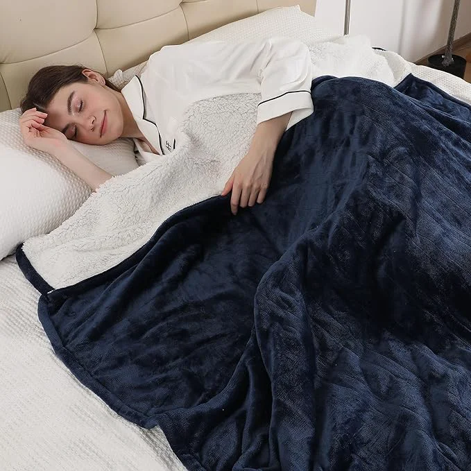 Recyclable ESTINGO Heated Blanket Full Size Soft Heated Electric Blanket with Timer 6 Heating Levels amp 1-10 Hours Auto Off Fast Heating amp Overheat Protection 72 quot x 84 quot Navy Blue Lightweight