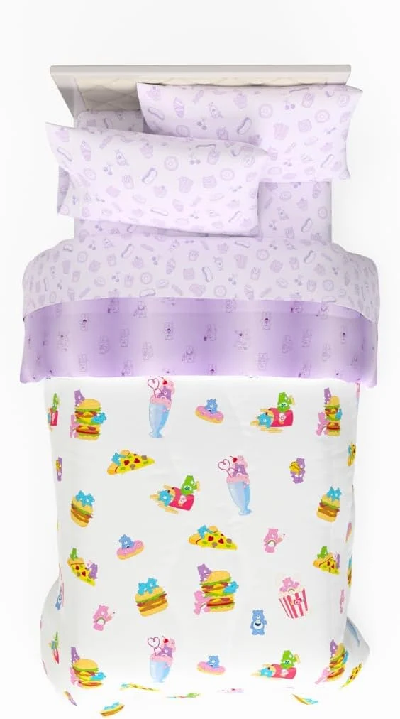 Optimized Care Bears Food Snacks 5 Piece Super Soft Cozy Reversible Comforter and Sheet Set with Sham Twin ly Licensed Product by Franco Collectibles Long-Lasting