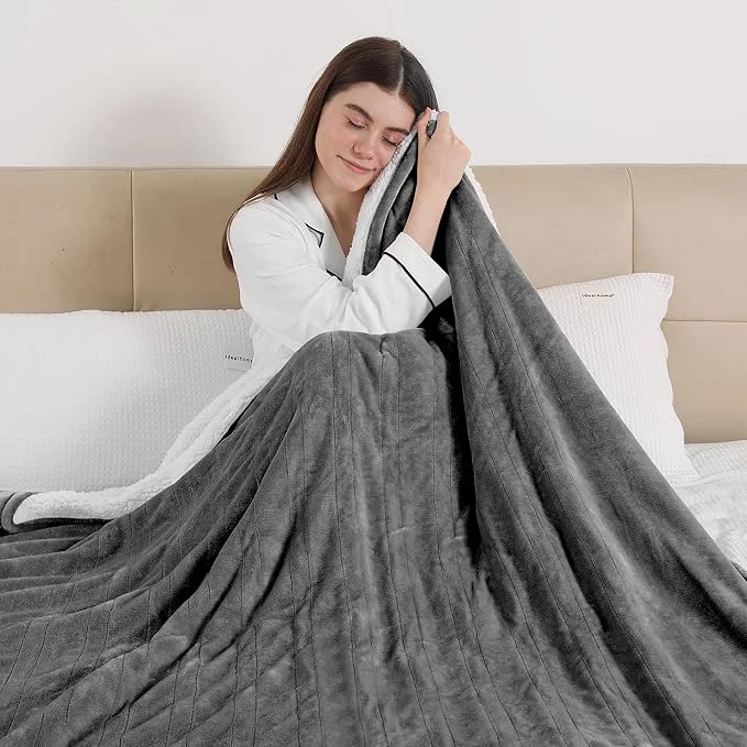 Trusted ESTINGO Electric Blanket Full Size Heating Blanket Full with 6 Heating Levels amp 1-10 Hours Auto Off Machine Washable Plush Heating Blanket with Timer for Bed Camping Office 72 quot x 84 quot Cool Gray Healthy