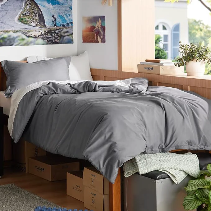 Original Bedsure Duvet Cover Twin Twin XL Size - Soft Double Brushed Bedding Set for Kids amp Adults Zipper Closure 2 Pieces Includes 1 Duvet Cover 68 quot x90 quot amp 1 Pillow Sham NO Comforter Grey Expertly Made